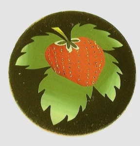 Antique Vintage Large Oval Strawberry & Leaves  Black Background Piece #AA32 - Picture 1 of 2