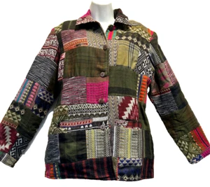 Nwt SACRED THREADS hippie boho pocket patch cotton lined JACKET COAT TOP M/L - Picture 1 of 9