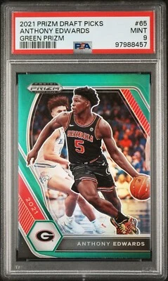 Anthony Edwards PSA 9 2020-21 Prizm Draft Picks Green Pop 8 Rookie RC #65 🔥🔥 Foto 1 de 2