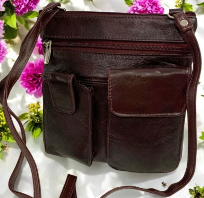 BORGOÑA Cuero de Vaca Bandolera Bolso de Hombro Organizador Bolso de Mano para Mujer Foto 1 de 4