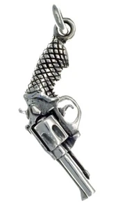 925 ECHT SILBER *** Anhänger 43mm Revolver Pistole mit ziseliertem Griff, Kette - Picture 1 of 6