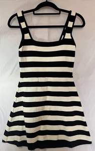 ZARA black & White Striped Sleeveless Skater Summer Party Dress. Size S - Picture 1 of 7