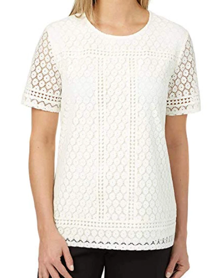 BADGLEY MISCHKA WOMEN'S LACE BLOUSE TOP (VANILLA ICE X-LARGE)