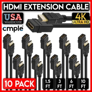 HDMI Extension Cable HDMI Male to Female Cord Extender 4K HD TV PS5 XBOX 10 PACK - Picture 1 of 12