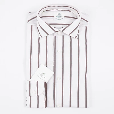 Camisa de algodón ligera a rayas a medida Luigi Borrelli 15,5 (UE 39) NUEVA CON ETIQUETAS Foto 1 de 4