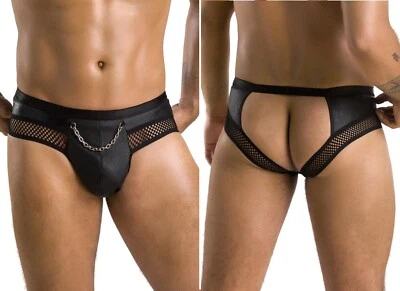PASSION  KUNSTLEDER NETZ JOCK STRAP SCHWARZ clubwear slip string shorts - Bild 1 von 4