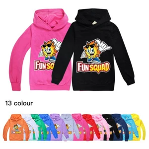 Boys Girls Fun Squad Casual Hoodie Hooded Sweatshirt Tops Kids Birthday Gift - Picture 1 of 19
