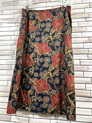 Pendleton equestrian womens 14 skirt a line red floral rayon midi flowy Vintage - Image 1 of 4