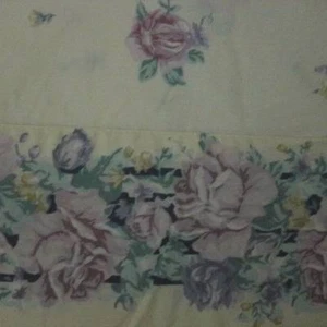 JC Penney Twin Flat Sheet Purple Roses Ivory Crisp Cotton Blend Home Collection - Picture 1 of 5