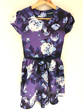 PURPLE WHITE FLORAL DRESS - Age 9 / 10 Years