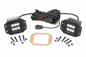 Rough Country 2"Square Flush Mount Cree LED Lights-Pair Black Series, Flood Beam - Picture 1 of 4
