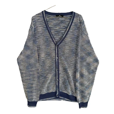 Montechiaro Cardigan Mens 56 XXL Navy Button Down V-Neck Textured Made in Italy - Image 1 of 4