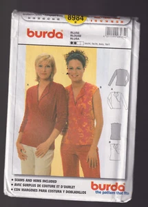 BURDA patrón 8984 BLUSA TOP Plus Talla 8 10 12 14 16 18 20 sin cortar sin usar - Imagen 1 de 3