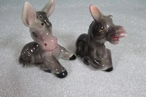 DONKEY Salt and Pepper Shakers Porcelain 1950s JAPAN ALMAK, VINTAGE - Picture 1 of 5