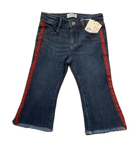 NWT JANIE & JACK Denim Blue w/ Red Stripe Crop Jeans Size 18-24 mo,size 3,size 5 - Picture 1 of 4