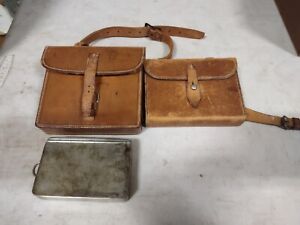 Antique Leather James Dimons Sandwich Case Fox Hunt Accessory Two Cases