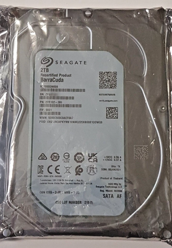 2TB SATA Seagate barracuda ST2000DM008 7200rpm 256MB 3.5 " Hard Drive - Image 1 of 1