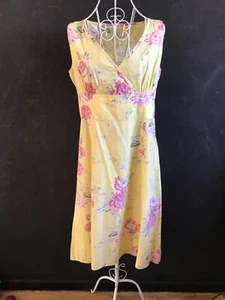 TEA DRESS, VINTAGE STYLE 16, yellow, floral pattern 41" long in cotton JOULES. - Picture 1 of 3