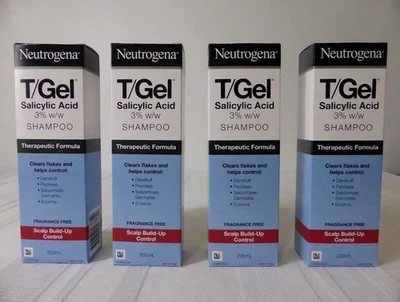 4 PACK Neutrogena T/gel Anti-Dandruff SHAMPOO 200ml x4Therapeutic SALICYLIC ACID - Image 1 of 4