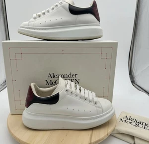 Alexander McQueen Oversized Sneakers White Burgundy Croc Heel Size 41 w/ Box - Picture 1 of 23