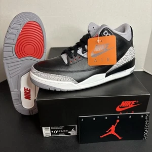 NEW 2024 Air Jordan 3 Black Cement Size 10.5 Bred Fire Red Grey Nike - Picture 1 of 8
