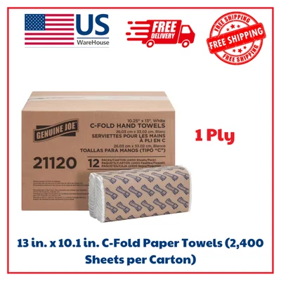 GENUINE JOE 13 in. x 10.1 in. C-Fold Paper Towels (2,400 Sheets per Carton)
