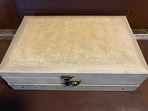 Vintage MELE 2 Tier Jewellery Box Faux Leather Made in U.S.A Large 1970's - Picture 1 of 18