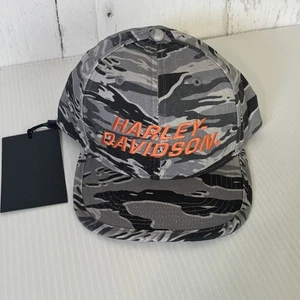 Harley-Davidson Hat Cap Snap Back Gray Camouflage Embroidered Racing Mens Cotton - Picture 1 of 15