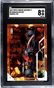 2023 Topps Chrome Sapphire Orange Charles Leclerc #8 /25 SGC 8 - Picture 1 of 2