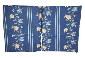 2 Blue Floral & Grey Striped Pillowcases.  19 X 30 Standard/ Queen - Picture 1 of 6