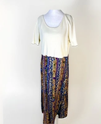 Vintage Studio Ease Maxi Dress Thermal Waffle Knit Top Boho Art Cottage NWT Sz16 - Image 1 of 4