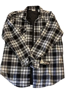 Vintage Field & Stream Lined Flannel Black White Plaid Button Down Shirt XL NWT - Picture 1 of 6