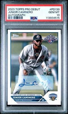 2023 Topps Pro Debut JUNIOR CAMINERO Auto #PD-139 Tampa Bay Rays PSA 10 GEM MINT - Image 1 of 3