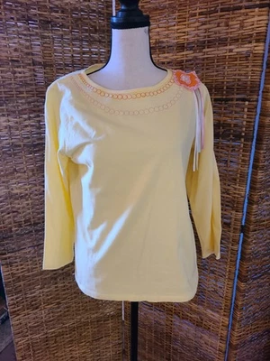 VTG NWT Marisa Christina Blouse Daffodil Flower Beaded & Ribbon Accent Sz M - Image 1 of 4