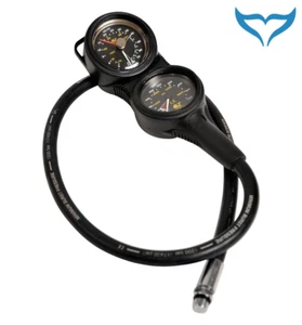 Poseidon Doppelkonsole Cirrus Black Finimeter Tiefenmesser 450bar 80 m Manometer - Picture 1 of 3