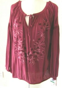 ReCreation Damen Boho Langarm Top Größe L U-Ausschnitt, bestickt, neu - Bild 1 von 6