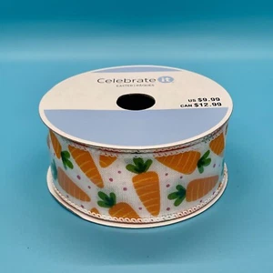 Easter Carrot Wired Ribbon - 1.5x30ft Roll 100% Polyester - Picture 1 of 5