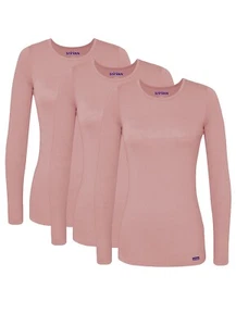 Sivvan Women’s Long Sleeve Scrub T Shirt Medical Underscrub UnderShirt Tee 3pk - Picture 1 of 217