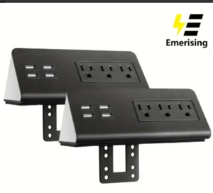 Desk Clamp Power Strip with USB Port, 4 Outlet Desktop Mount Charging Power Stat - Picture 1 of 7