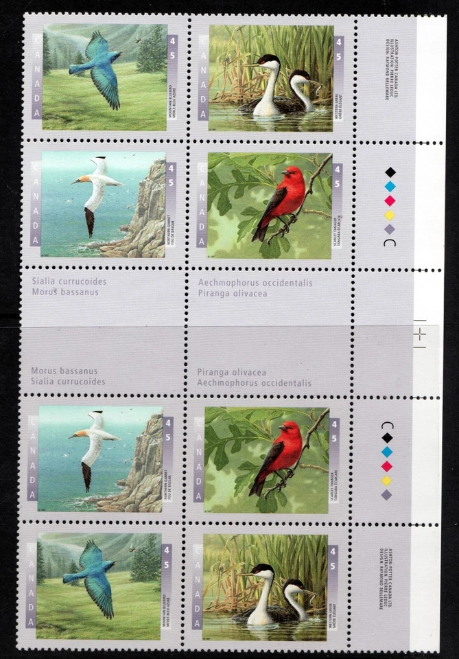 1997 - #1634a MNH Right Gutter Margin Section from Press Sheet  / Canada Birds - Image 1 of 1