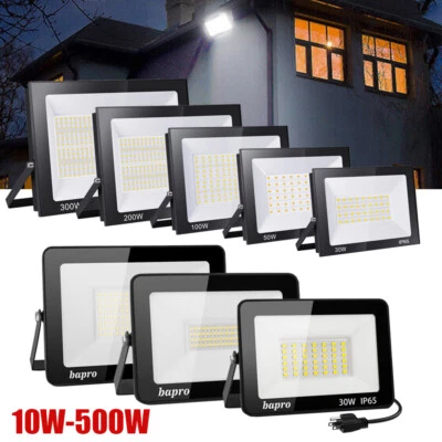 LED Flood Light 500W 300W 200W 100W 50W 30W 10W Outdoor Garden Lamp Spotlight - Image 1 of 4