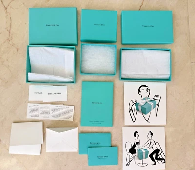 LOT 3 Tiffany & Co. Blue Gift Presentation Boxes, Note & Care Cards Shopping Bag - Image 1 of 4