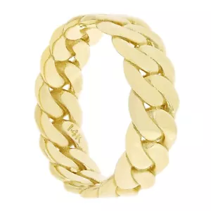 14k Yellow Gold Miami Cuban Ring Curb Link Band 6.7mm Ring Size 6 - 4.5 grams - Picture 1 of 4