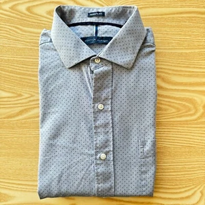 Tommy Hilfiger Large Shirt Spotted Mens Blue 25" Pit-to-Pit Designer Buttons Men - Picture 1 of 10