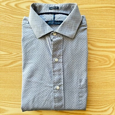 Tommy Hilfiger Large Shirt Spotted Mens Blue 25" Pit-to-Pit Designer Buttons Men - Image 1 of 4