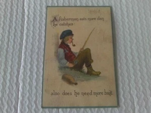 SELTENE POSTKARTE 1918 SAMSON BROTHERS CS433 MANN ANGELN RAUCHEN NESS CITY KANSAS - Bild 1 von 2
