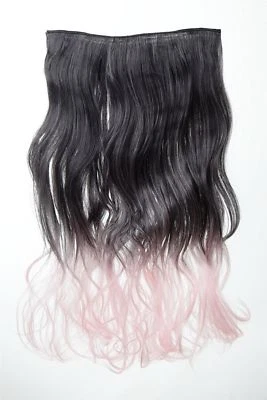 Extension Haarverlängerung 5 Clip-In lockig zweifarbig Ombre Schwarz-Rosa 50cm - Bild 1 von 2