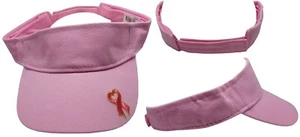Breast Cancer Awareness Pink Cotton Adjustable Embroidered Visor Cap Hat C986 - Picture 1 of 6