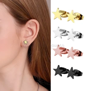 Pair of Star Stud Earrings Surgical Steel Ear Cartilage Unisex Gift Jewellery UK - Picture 1 of 37