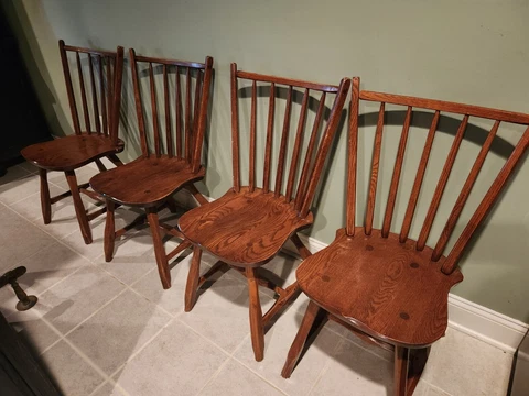 HUNT COUNTRY FURNITURE SOLID OAK WINDSOR BACK SIDE CHAIRS - SET OF 4 Cover
